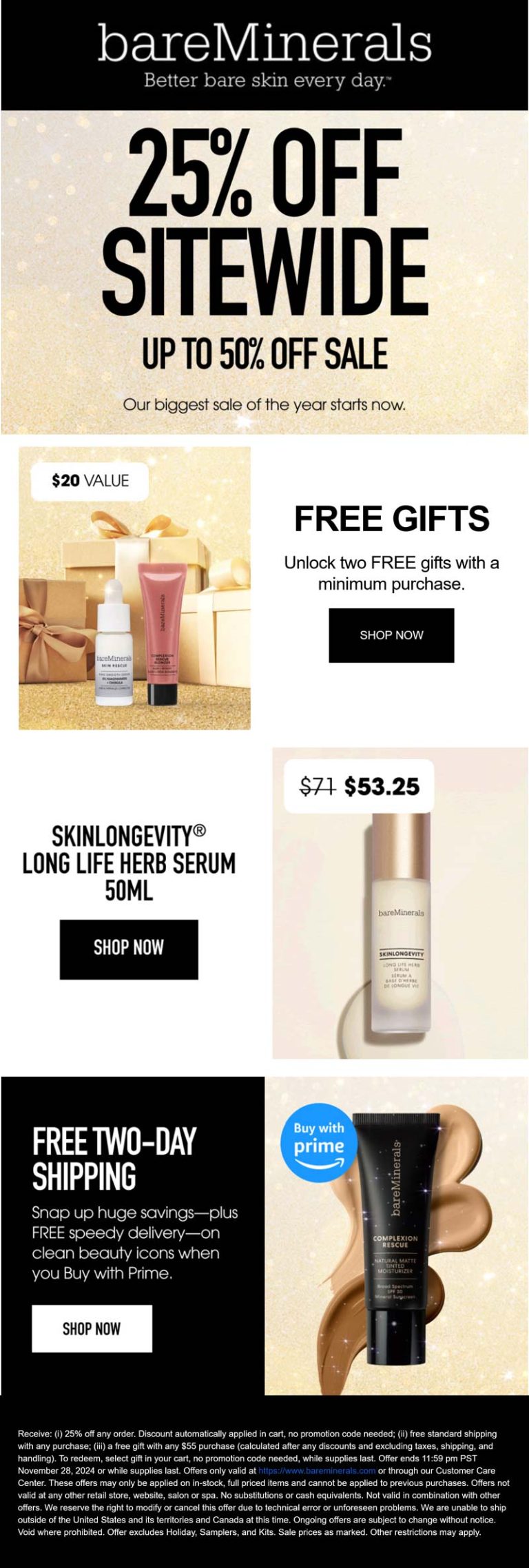 25% off everything at bareMinerals