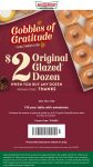 Second glazed dozen doughnuts $2 at Krispy Kreme, or online via promo code THANKS #krispykreme