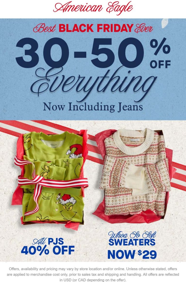 30-50% off everything at American Eagle