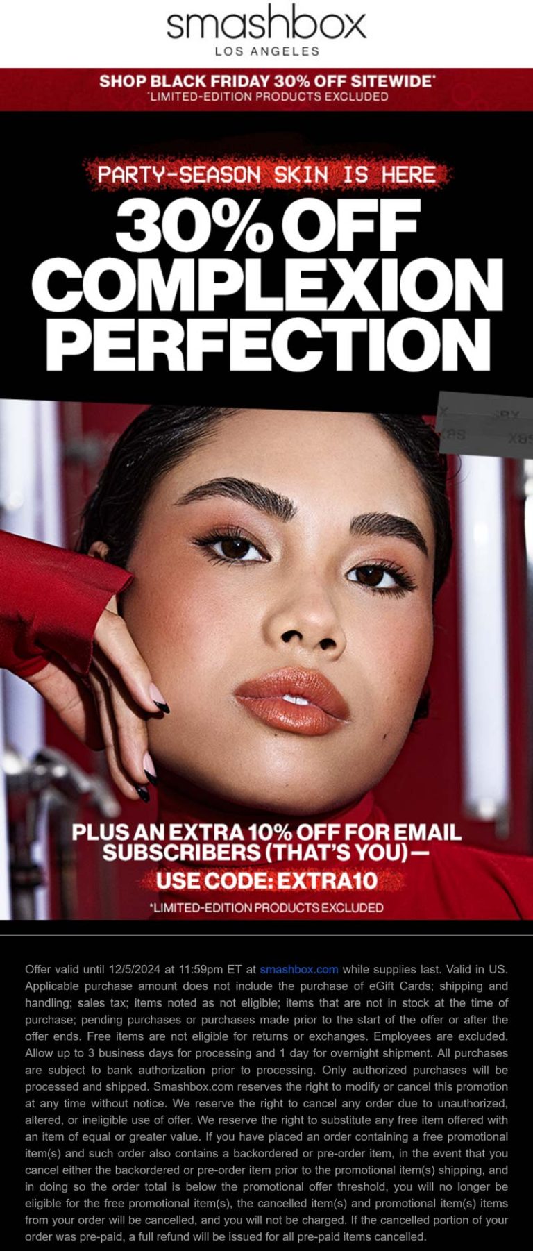 30% off everything at Smashbox cosmetics