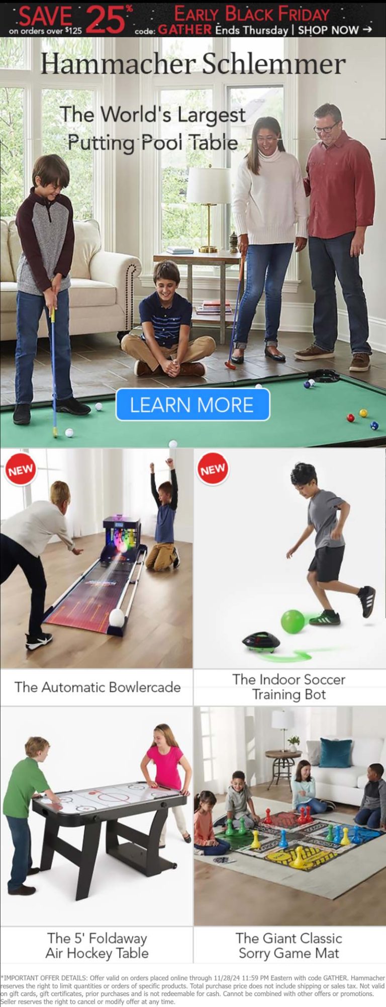 25% off $125+ today at Hammacher Schlemmer via promo code GATHER