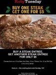 Second steak $5 via login at Ruby Tuesday #rubytuesday