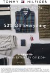 50% off everything at Tommy Hilfiger + extra 25% off $200+ #tommyhilfiger