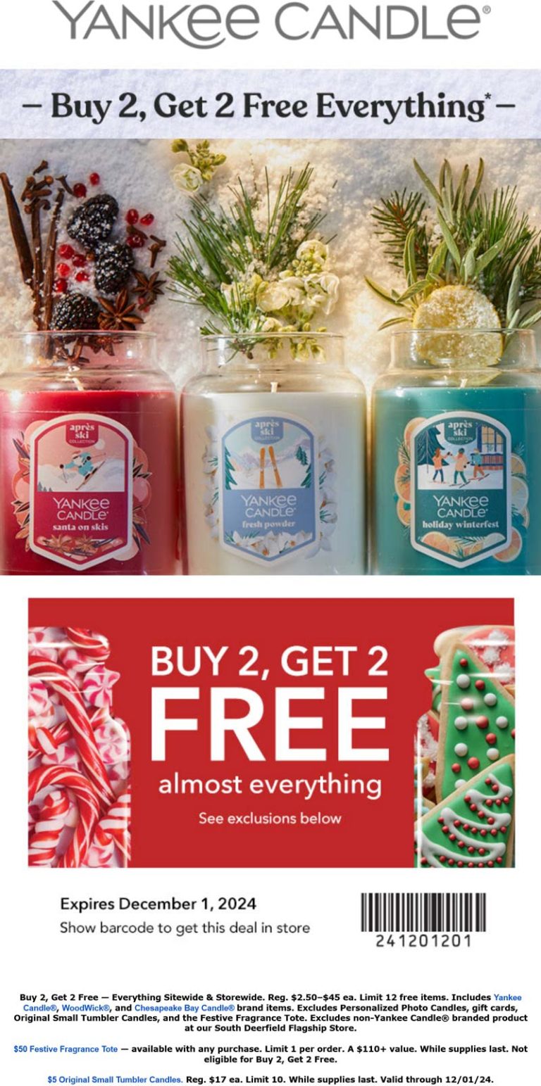 4-for-2 on everything today at Yankee Candle