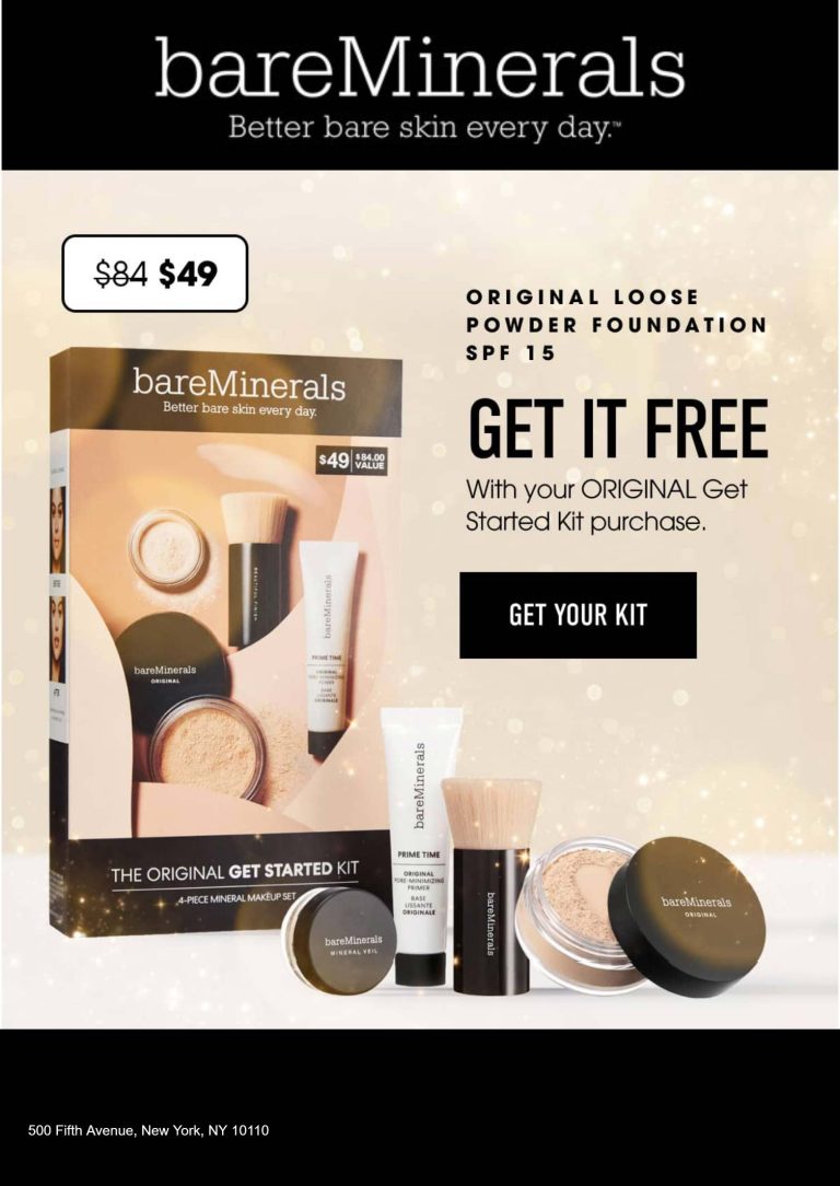 Free foundation with your kit at bareMinerals