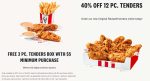 Free 3pc chicken tenders on $5 & more at KFC via promo code KFCTENDERS #kfc