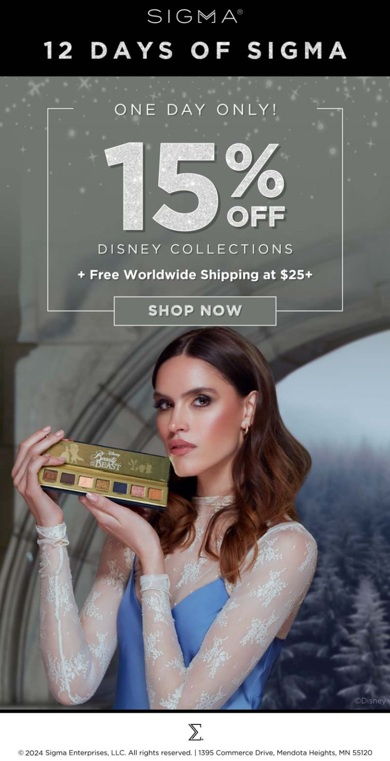 15% off Disney collections today at Sigma beauty