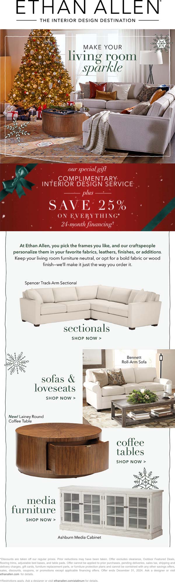 25% off everything at Ethan Allen #ethanallen