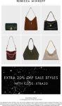 Extra 20% off sale styles at Rebecca Minkoff via promo code XTRA20 #rebeccaminkoff