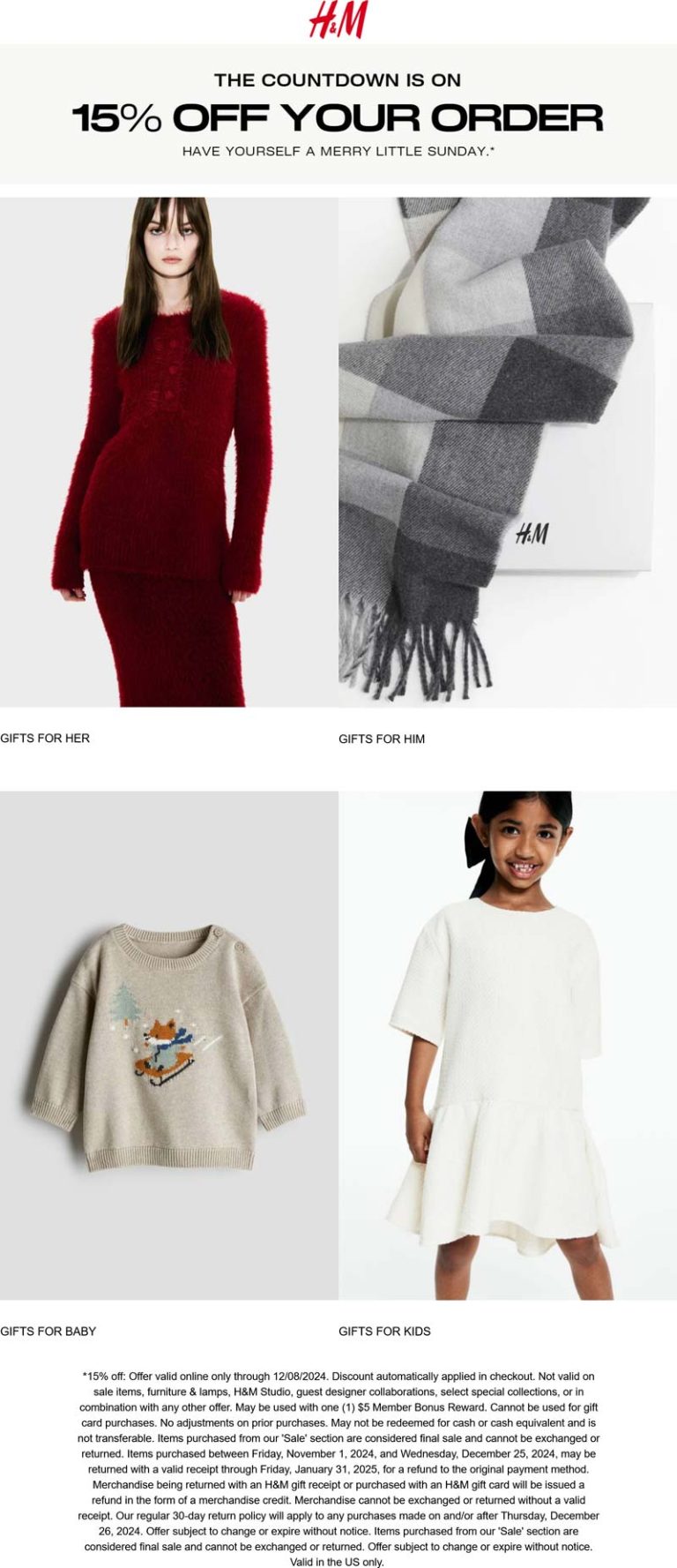 H&M coupon: 15% off everything online today at H&M