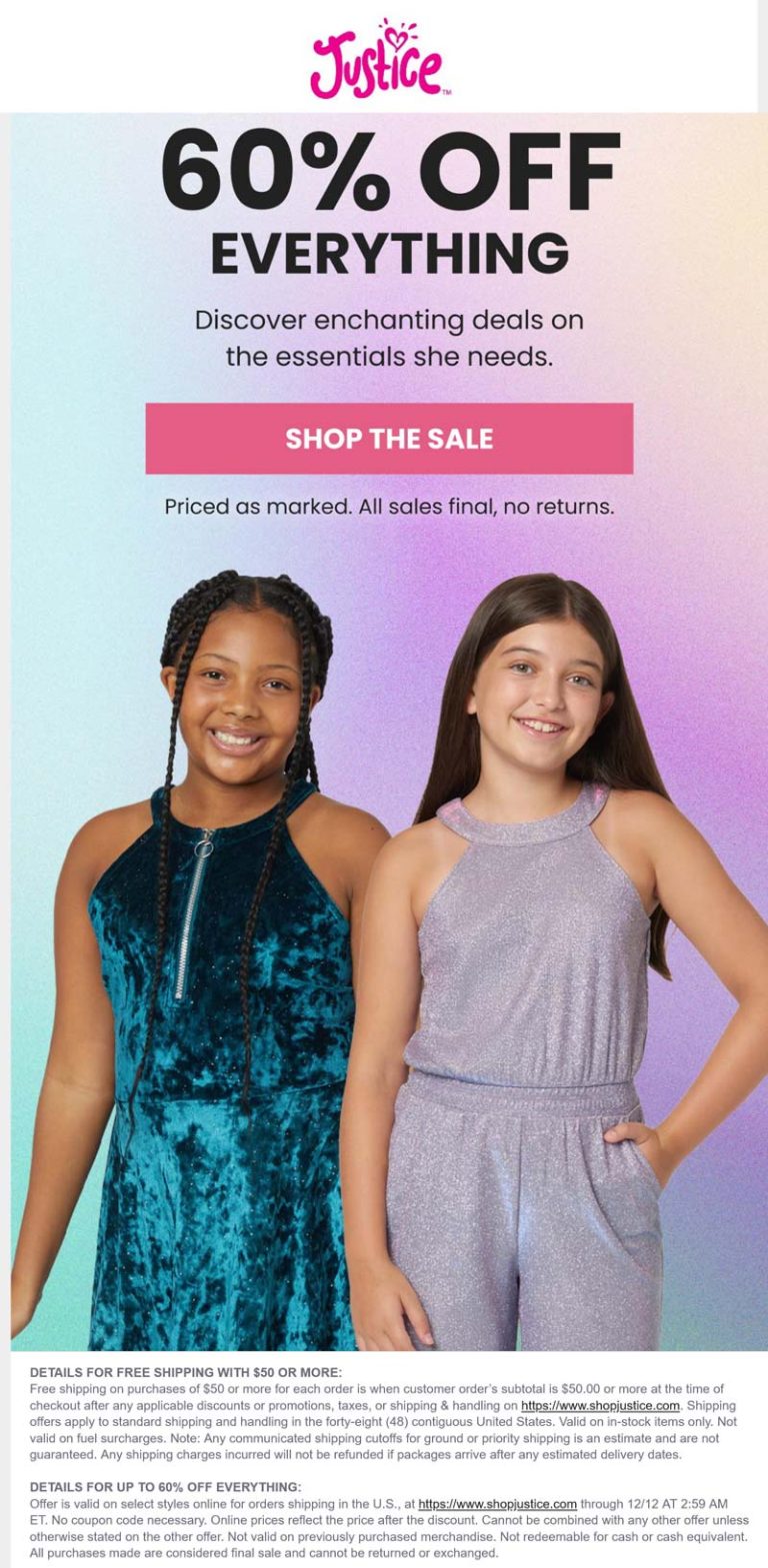 60% off everything at Justice