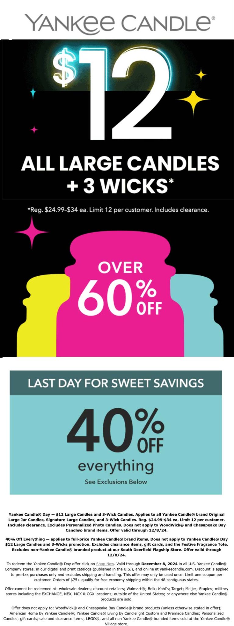 40% off everything today at Yankee Candle