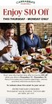 $10 off dinner at Carrabbas restaurant #carrabbas