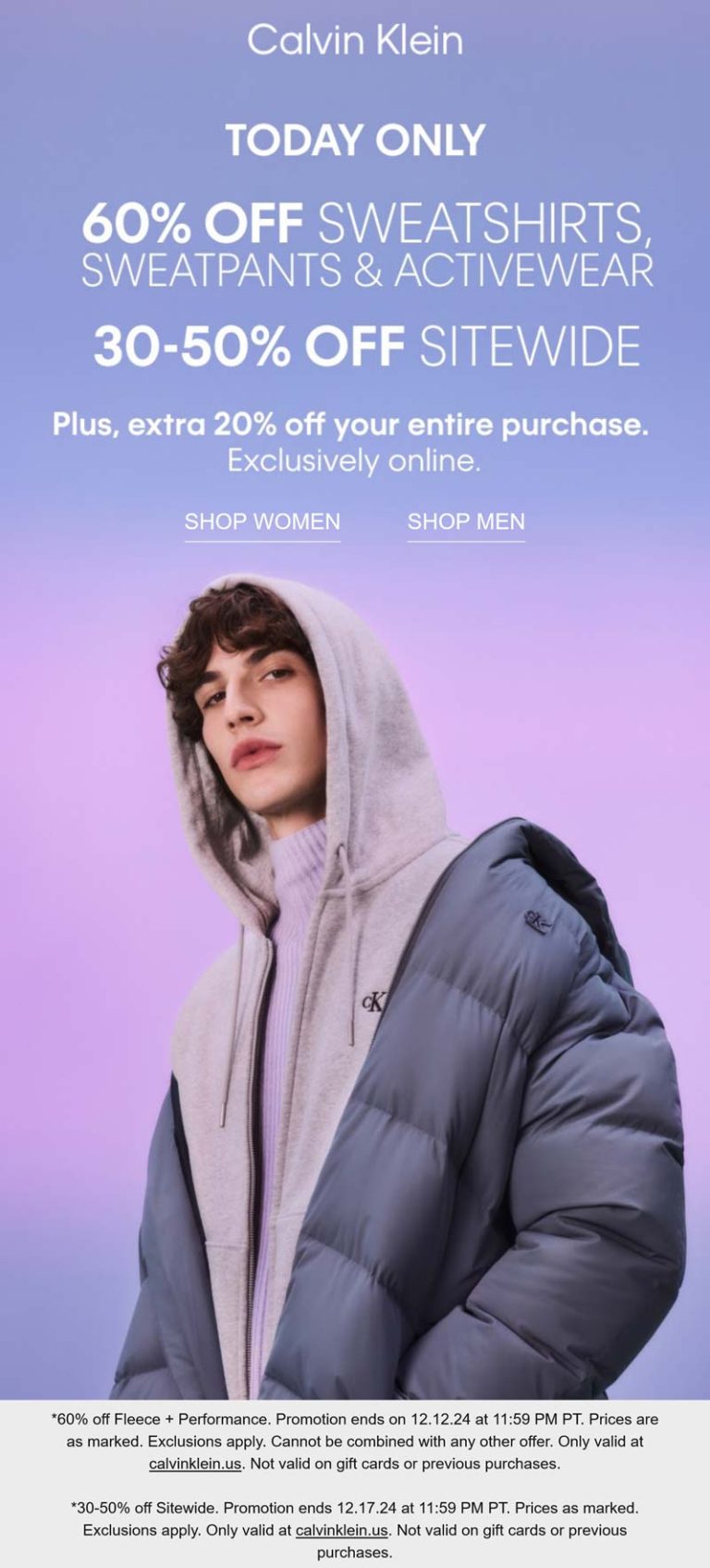 30-70% off everything & more today at Calvin Klein