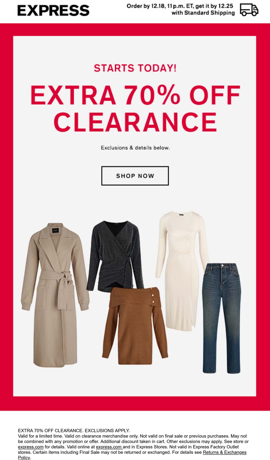 Extra 70% off clearance at Express #express