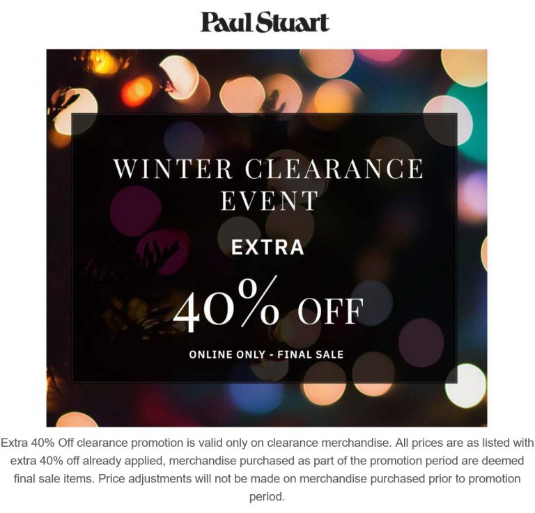 Extra 40% off clearance online at Paul Stuart