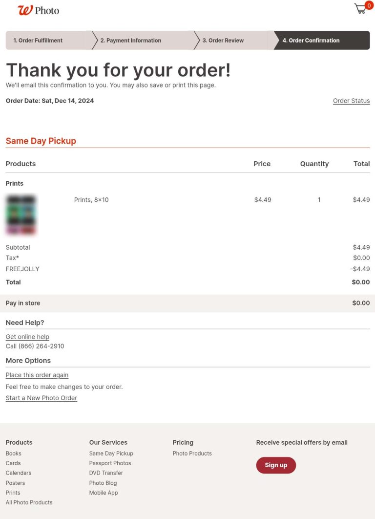 Free 8x10 photo print today at Walgreens via promo code FREEJOLLY