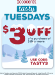 $3 off $15 today at Goodcents restaurant via promo code TASTY3 #goodcents