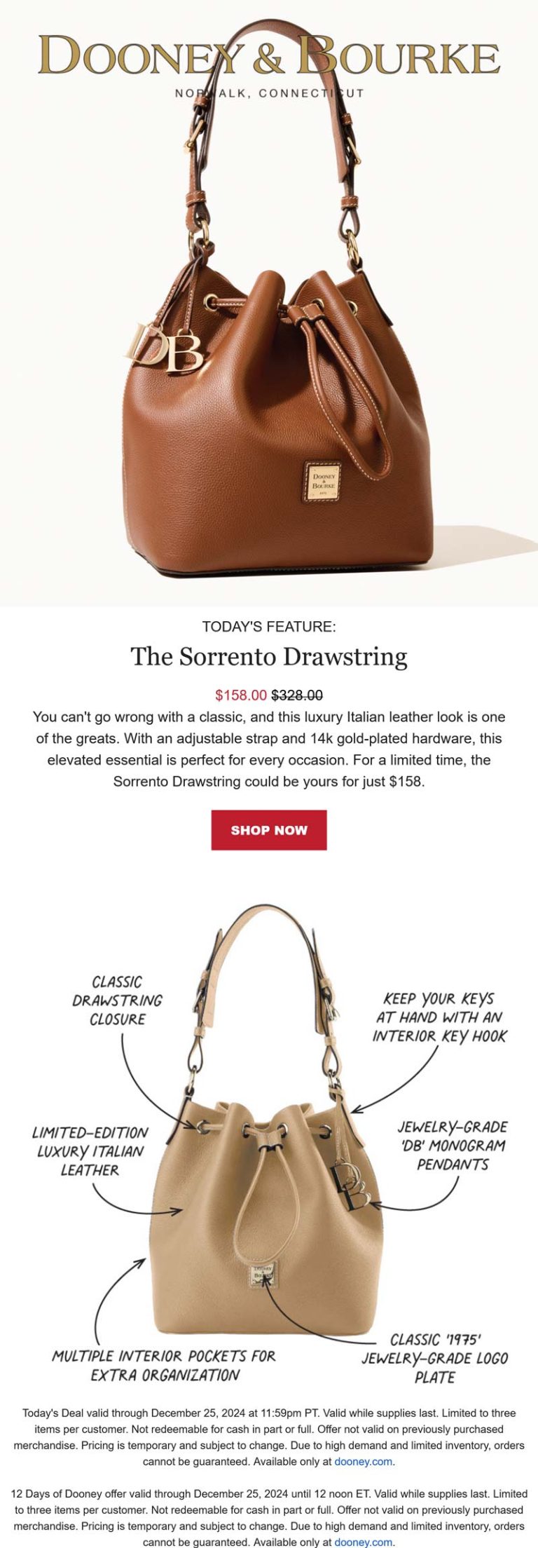 Dooney & Bourke coupon: 50% off The Sorrento Drawstring today at Dooney & Bourke