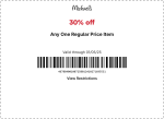 30% off a single item at Michaels, or online via promo code DECMIK30 #michaels