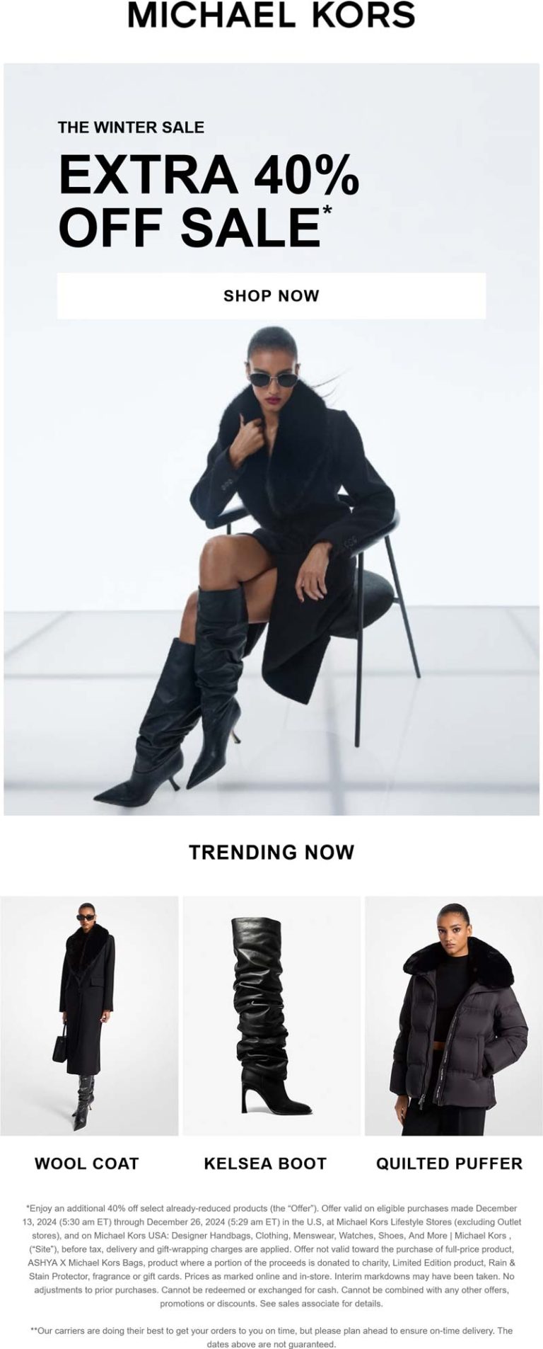 Extra 40% off sale items at Michael Kors