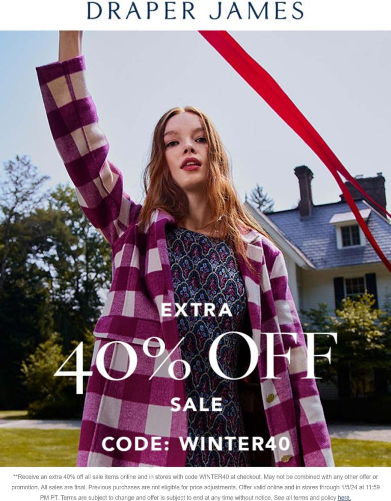 Extra 40% off sale items at Draper James, or online via promo code WINTER40