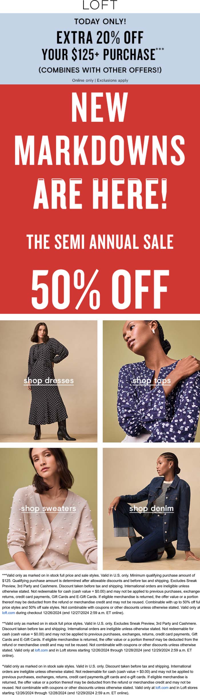 Extra 20% off $125 &amp; more today at LOFT #loft - The Coupons App®