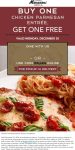 Second chicken parmesan free today at Macaroni Grill, or online via promo code ITALIAN #macaronigrill