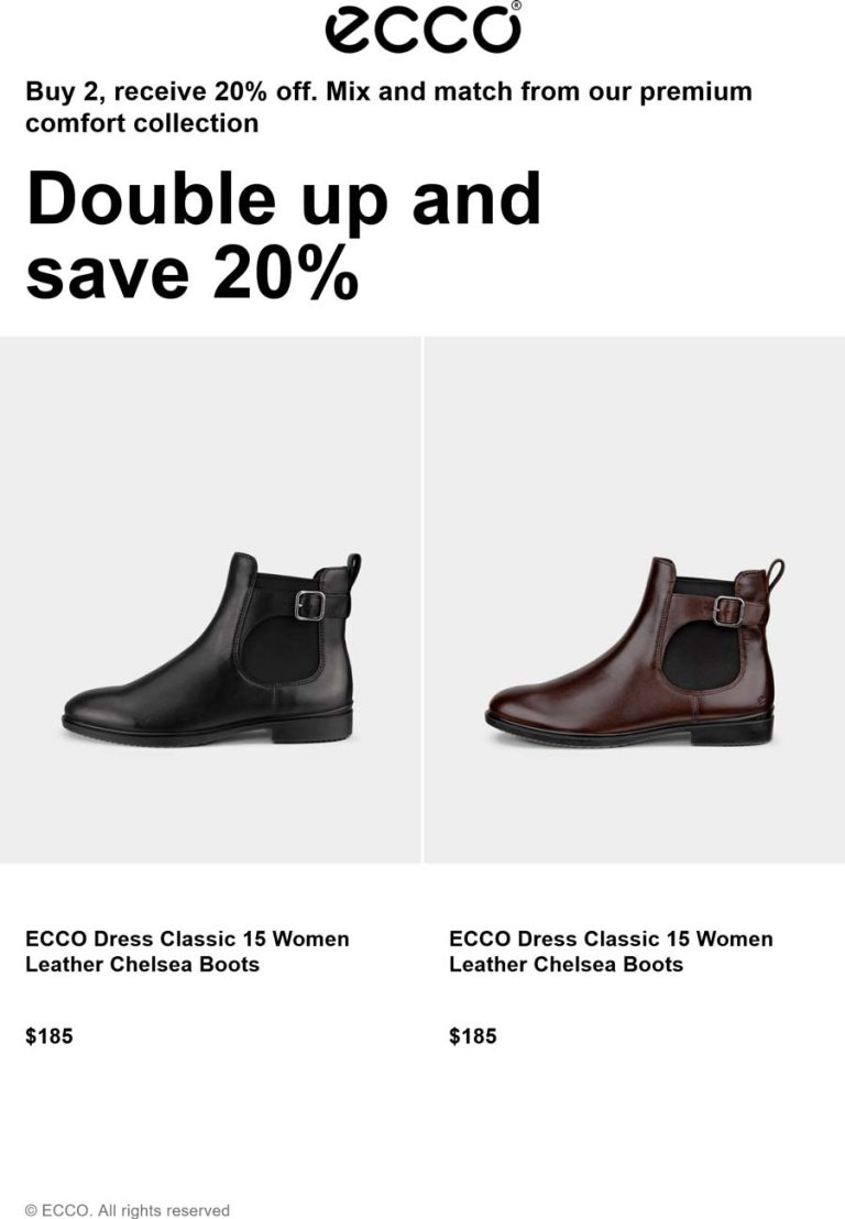 20% off 2+ items at ECCO