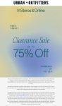 Various 75% off today at Urban Outfitters, ditto online #urbanoutfitters