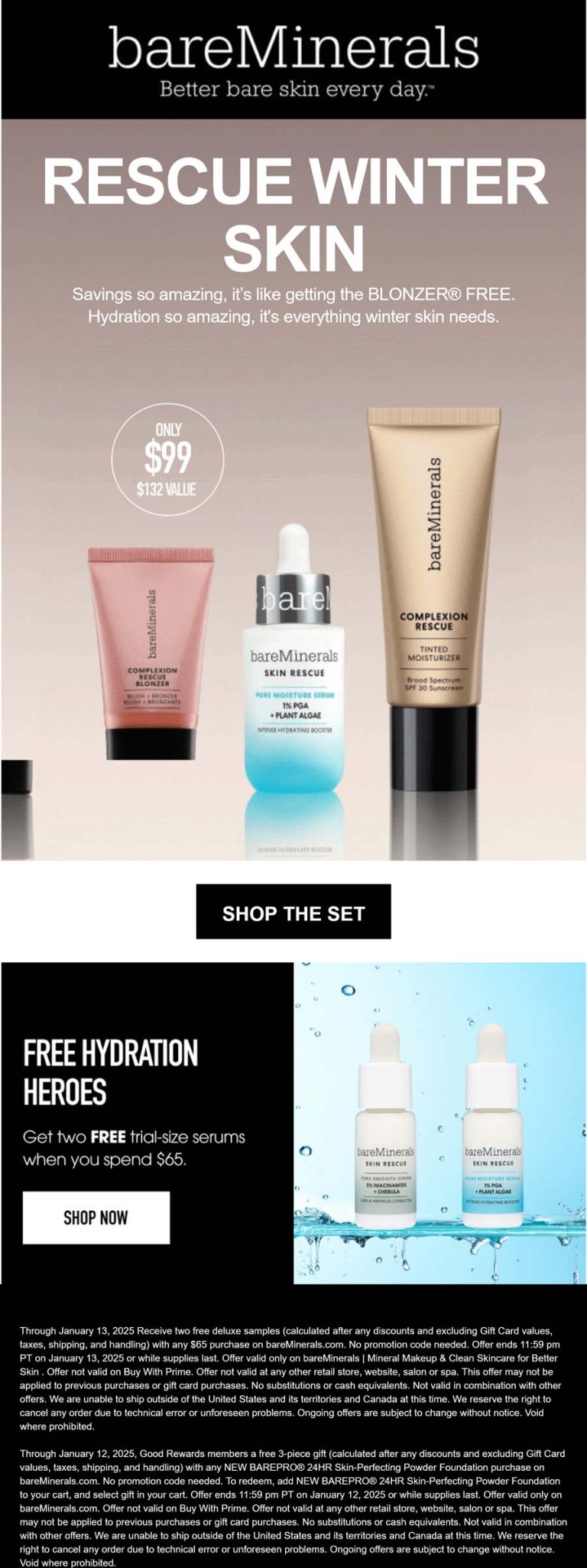 25% off 3pc hydration set & more at bareMinerals