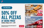 50% off all pizzas this week at Dominos #dominos