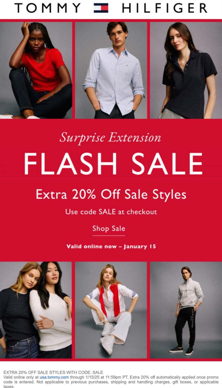Extra 20% off sale styles online today at Tommy Hilfiger via promo code SALE