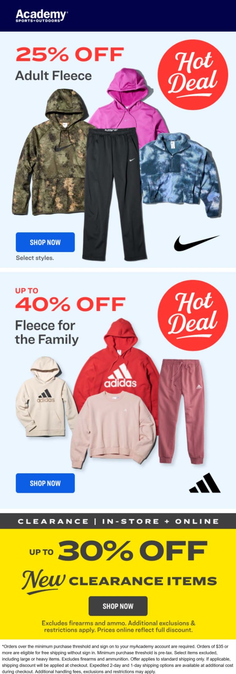 25% off Nike fleece at Academy Sports + Outdoors