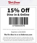 15% off at Bob Evans restaurants #bobevans