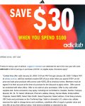 $30 off $100 at adidas via promo code ADICLUB #adidas