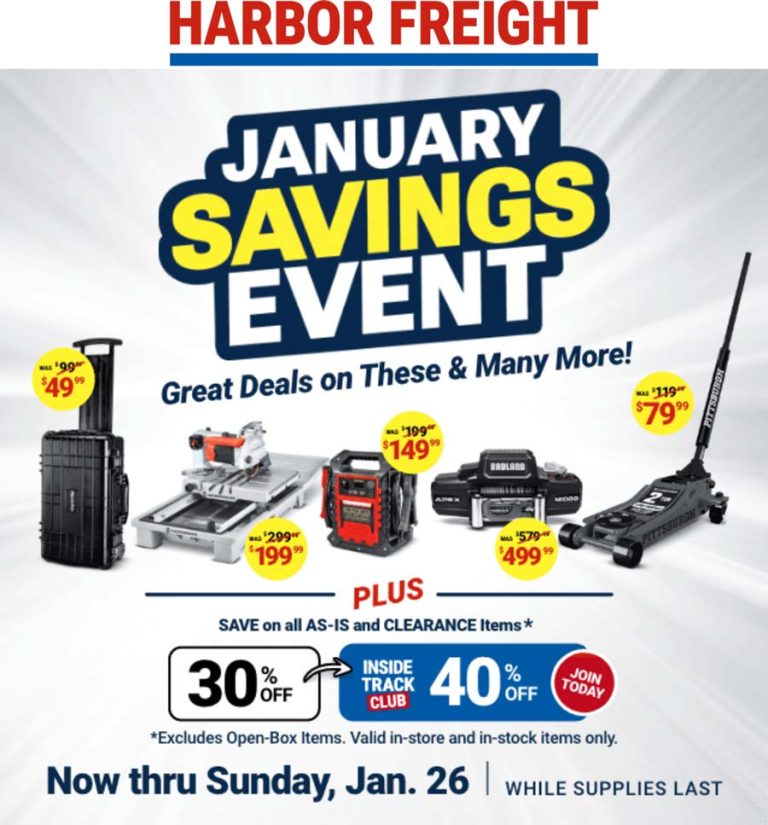 30% off & more on clearance items at Harbor Freight