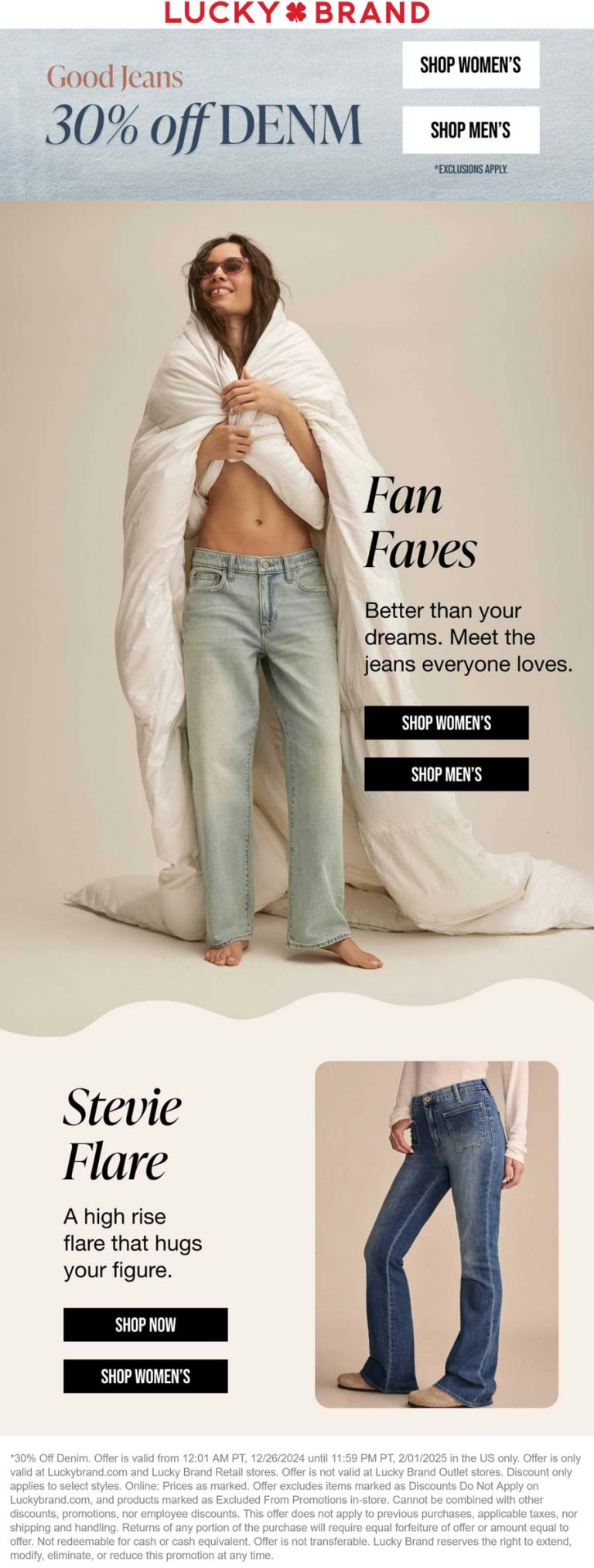 30% off denim at Lucky Brand