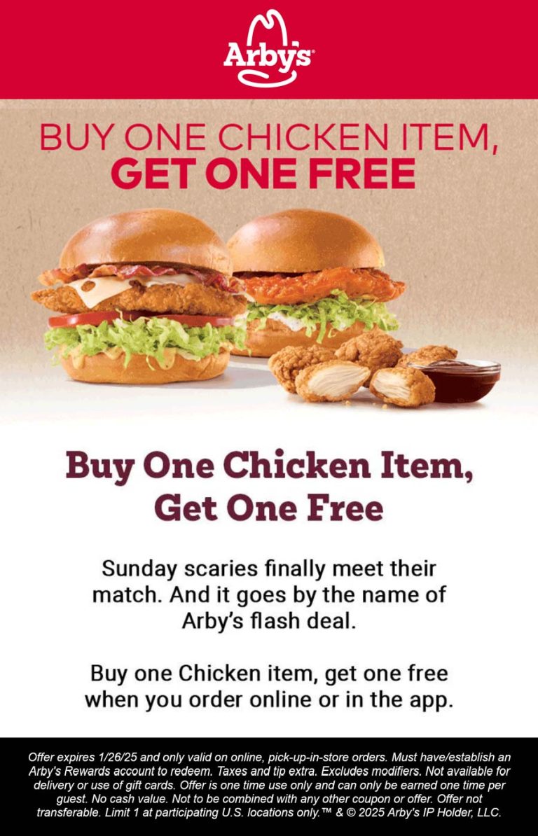 Second chicken item free today at Arbys