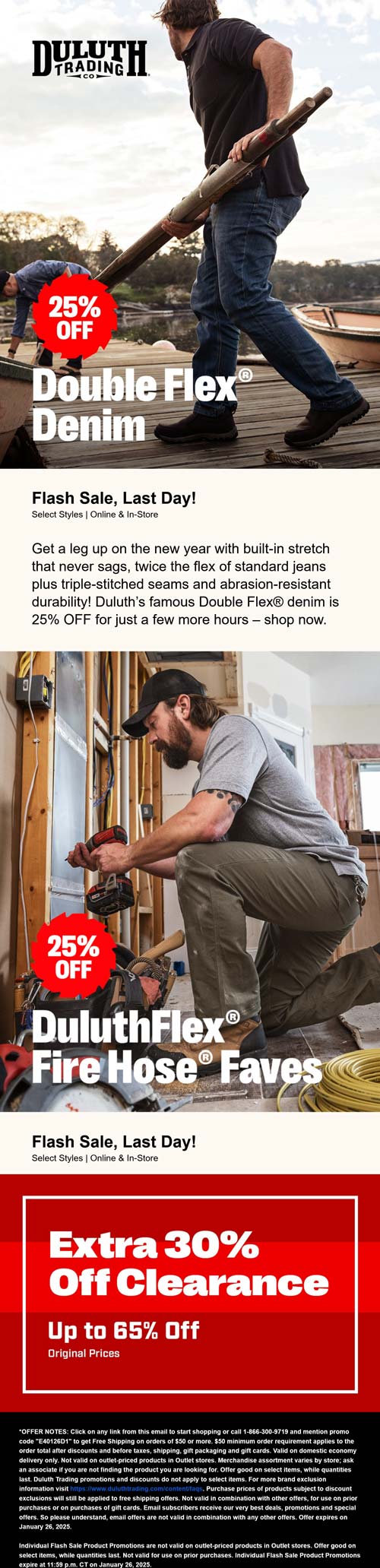 25% off denim fire hose faves today at Duluth Trading Co ditto