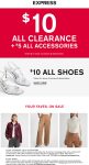 $10 all clearance & shoes + $5 all accessories today at Express #express