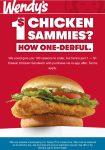 $1 chicken sandwich via mobile at Wendys #wendys