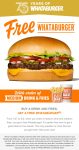 Free cheeseburger with your fries & drink via login at Whataburger #whataburger