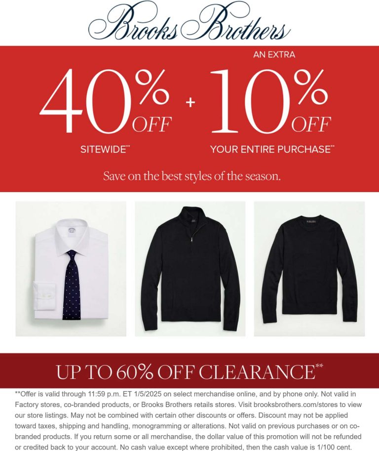 50% off everything online at Brooks Brothers