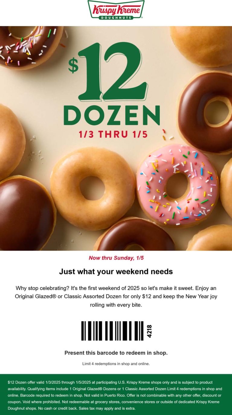 $12 dozen doughtnut at Krispy Kreme