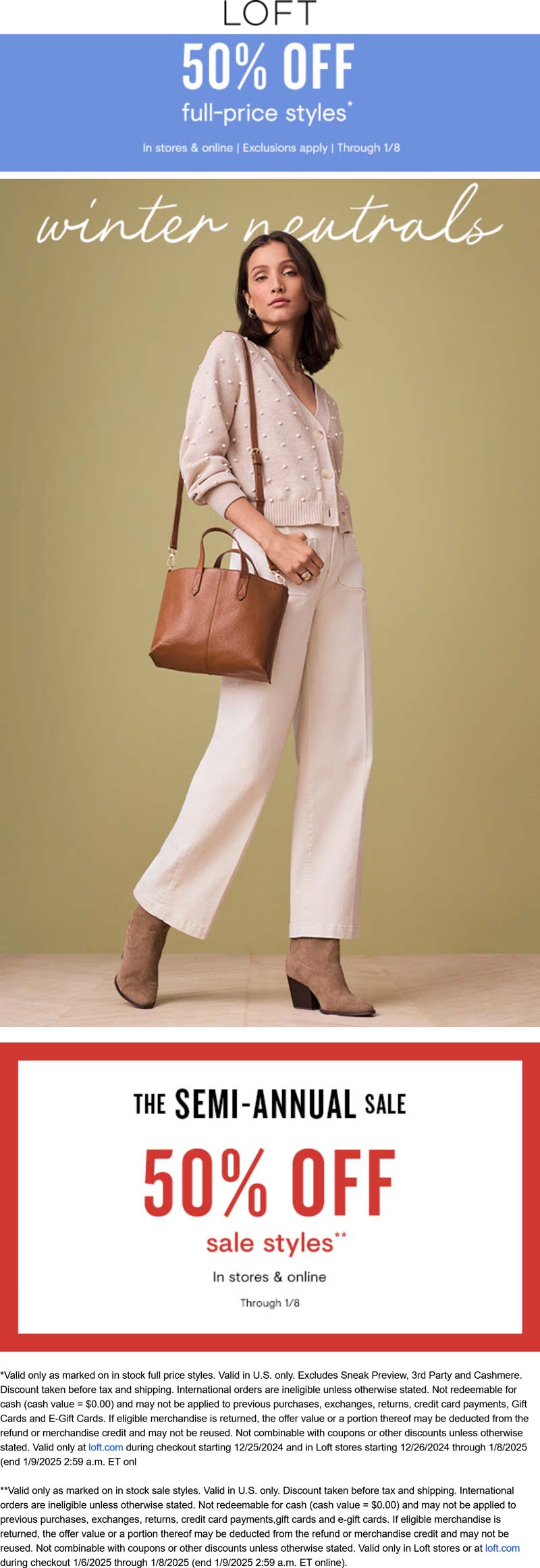 Extra 50% off sale styles at LOFT, ditto online #loft - The Coupons App®