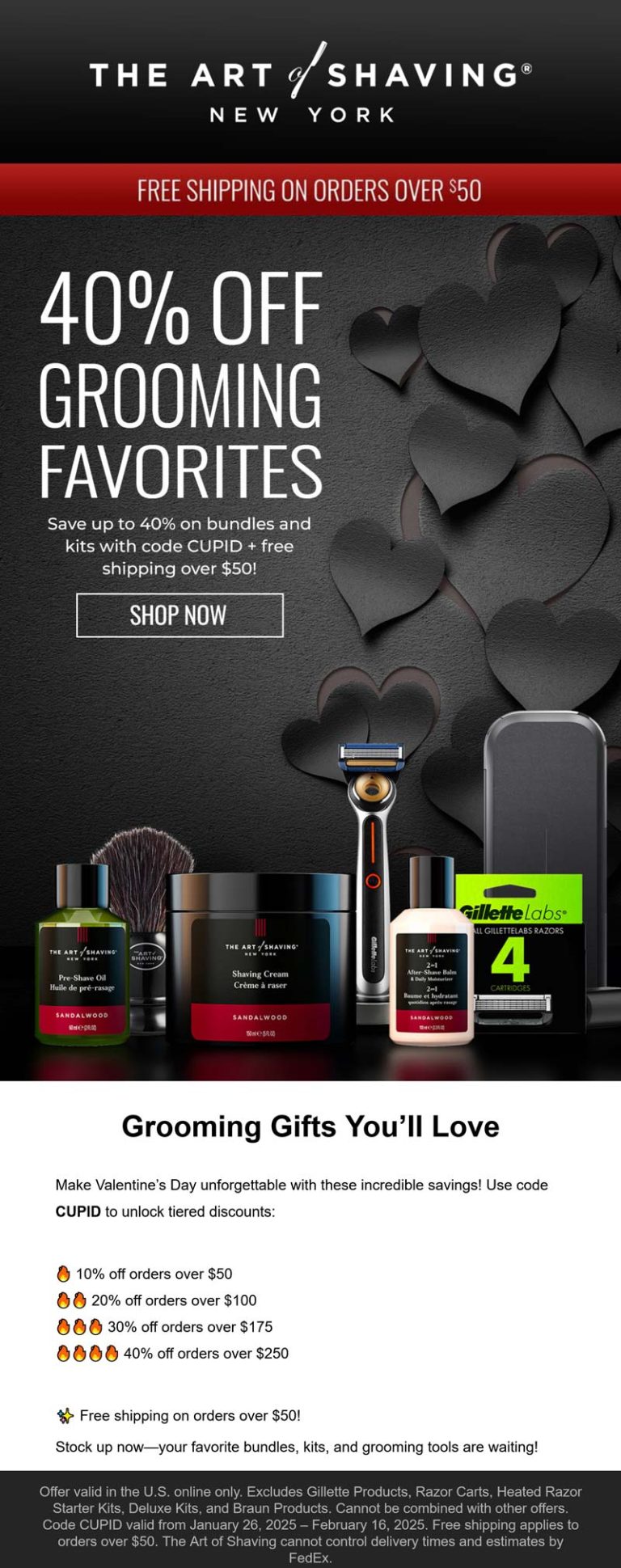 40% off at The Art of Shaving via promo code CUPID