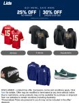 25-30% off today at Lids via promo code SAVENOW #lids