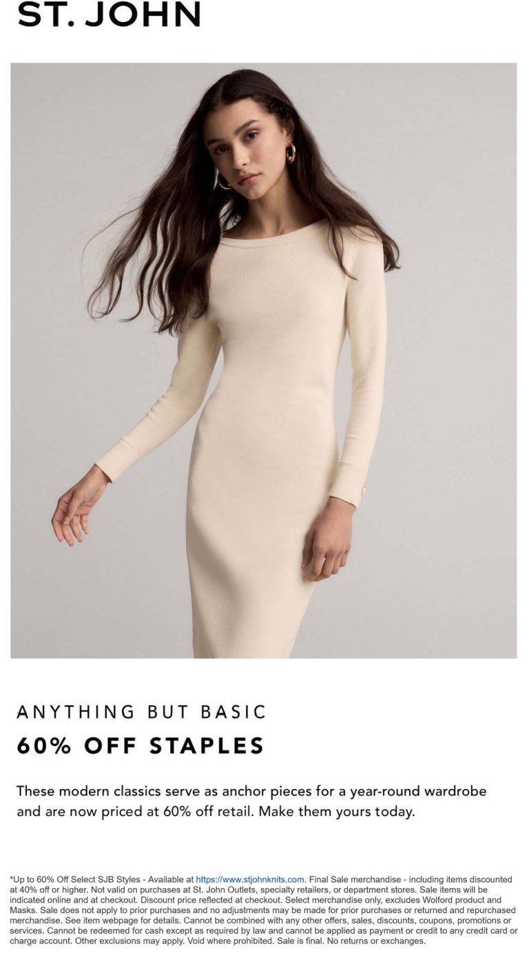 60% off core styles at St. John Knits