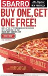 Second pizza free at Sbarro via promo code BOGO #sbarro